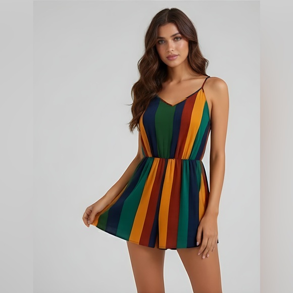 Multi Colour Striped Romper - Picture 1 of 6